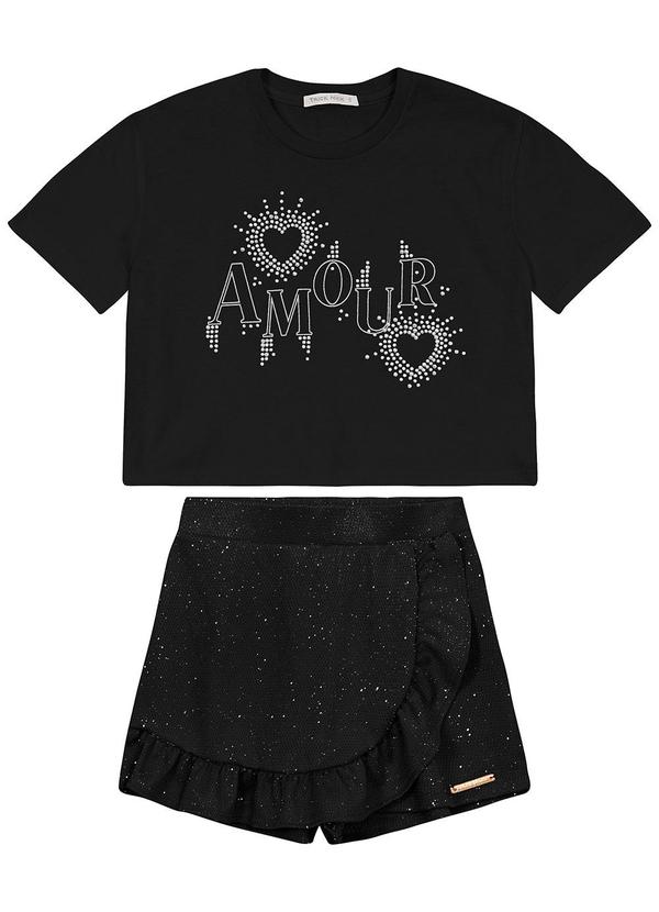 Vista 2 Conjunto Feminino Blusa com Shorts Saia Preto Trick Nick Trick Nick