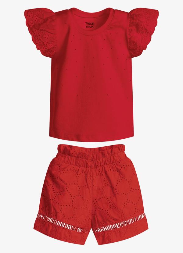 Conjunto Feminino Blusa com Shorts Vermelho
