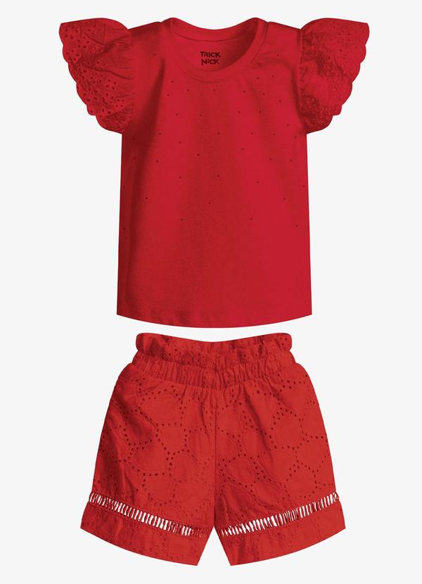 Conjunto Feminino Blusa com Shorts Vermelho