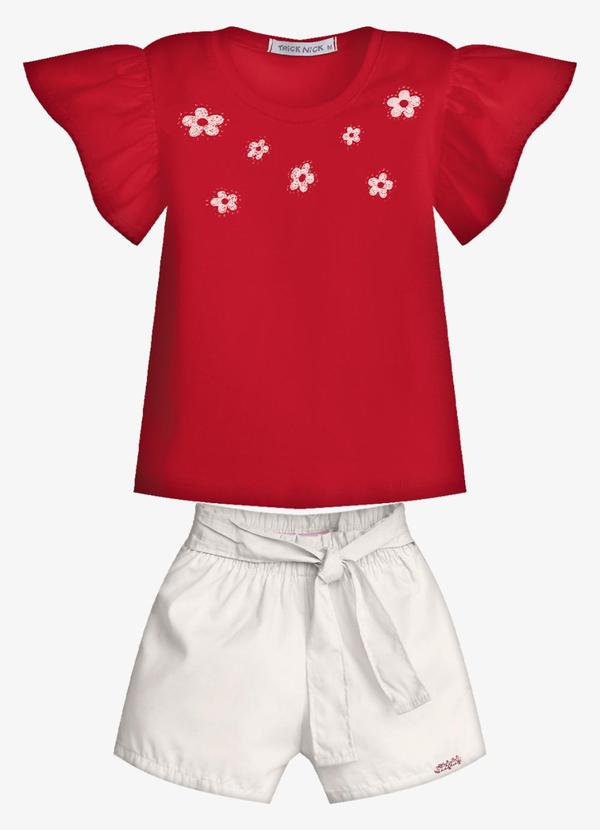 Conjunto Feminino Blusa com Shorts Vermelho