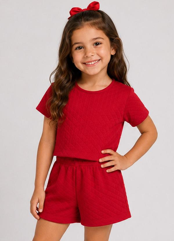 Conjunto Feminino Blusa e Short Vermelho