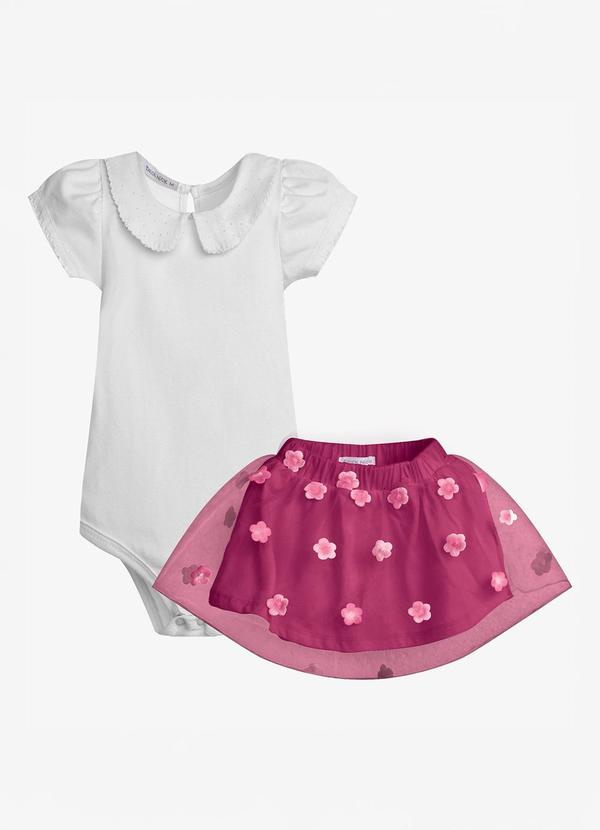 Conjunto Feminino Body com Saia Branco