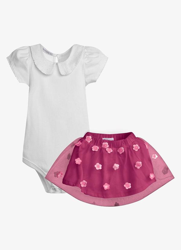 Conjunto Feminino Body com Saia Branco