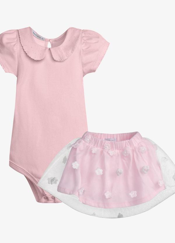 Conjunto Feminino Body com Saia Rosa