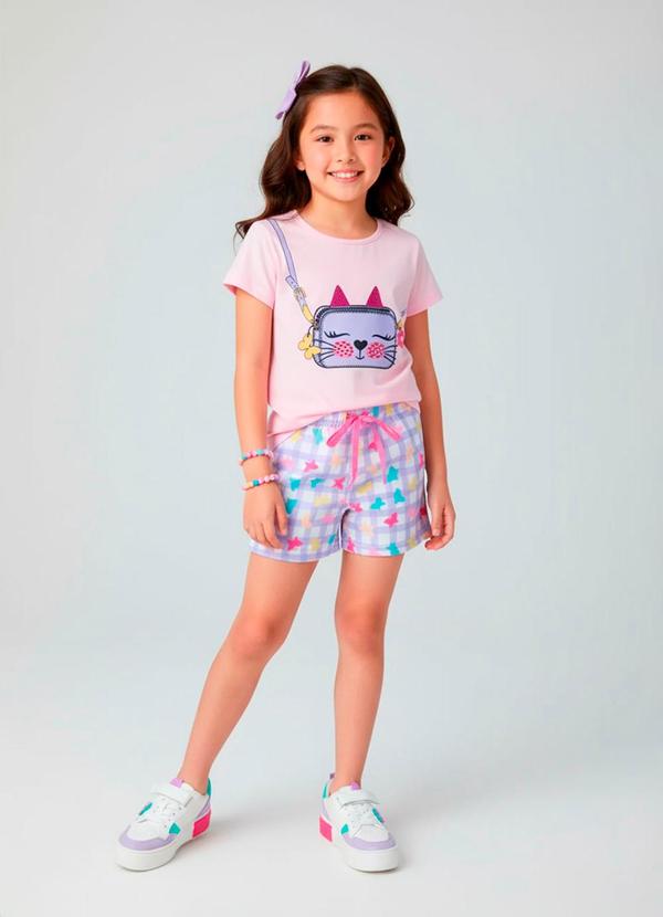 Conjunto Feminino Bolsinha Gato Rosa