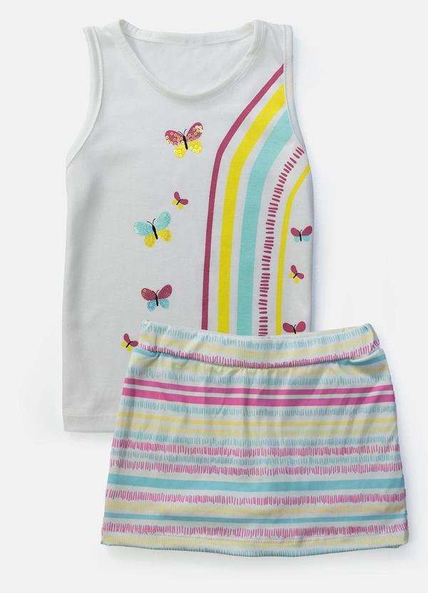 Vista 2 Conjunto Feminino Borboletas Creme Laluna Laluna