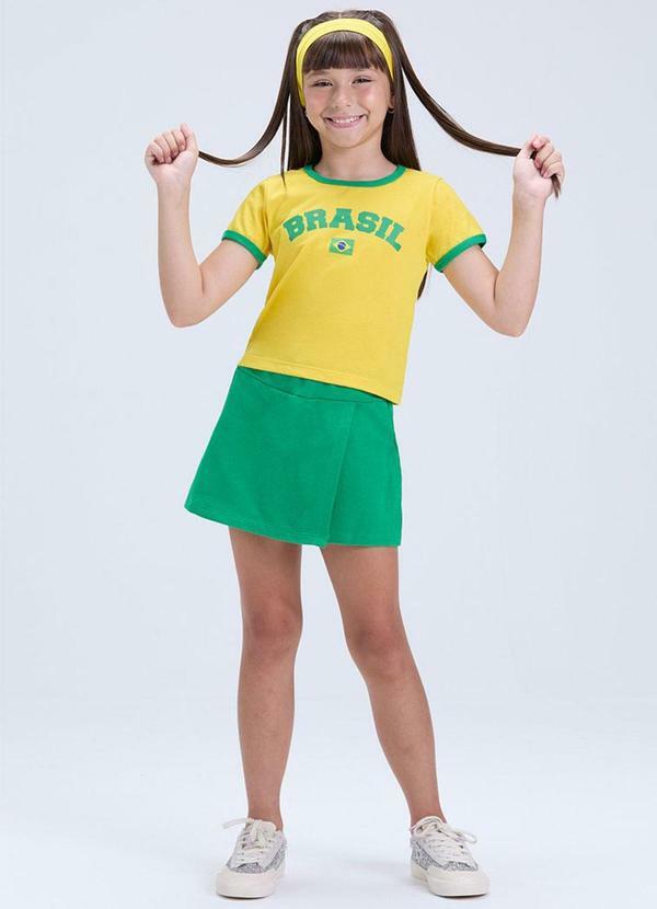 Conjunto Feminino Brasil Copa Verão Amarelo