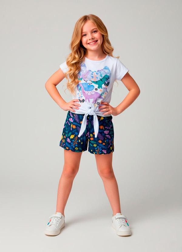 Vista 2 Conjunto Feminino Dino Branco Laluna Laluna