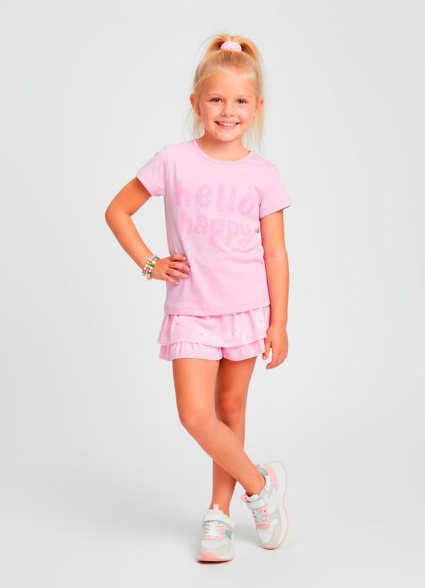 Vista 2 Conjunto Feminino Hello Happy FloresRosa Bebê Laluna Laluna