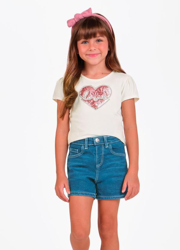 Vista 2 Conjunto Feminino Infantil Blusa com Shorts Bege Trick Nick Trick Nick