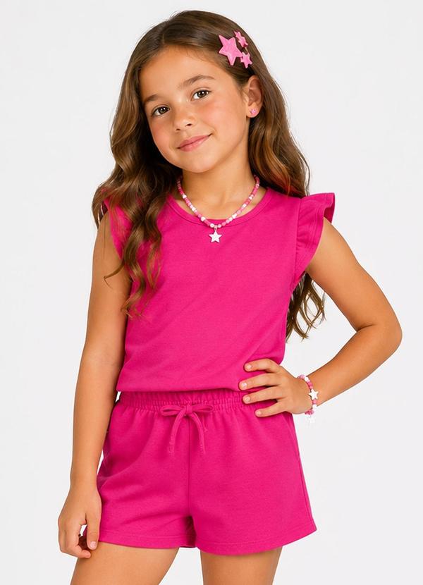 Conjunto Feminino Infantil Blusa e Short Rosa
