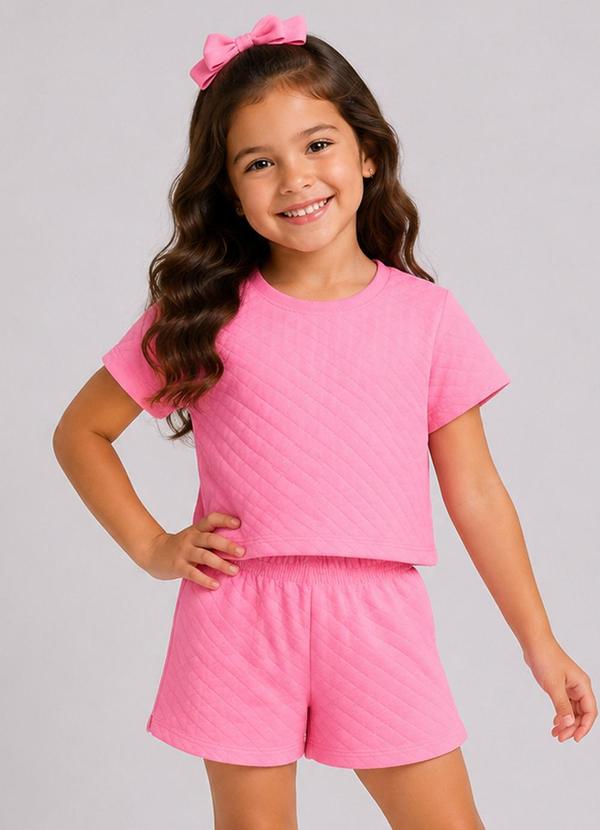 Conjunto Feminino Infantil Blusa e Short Rosa