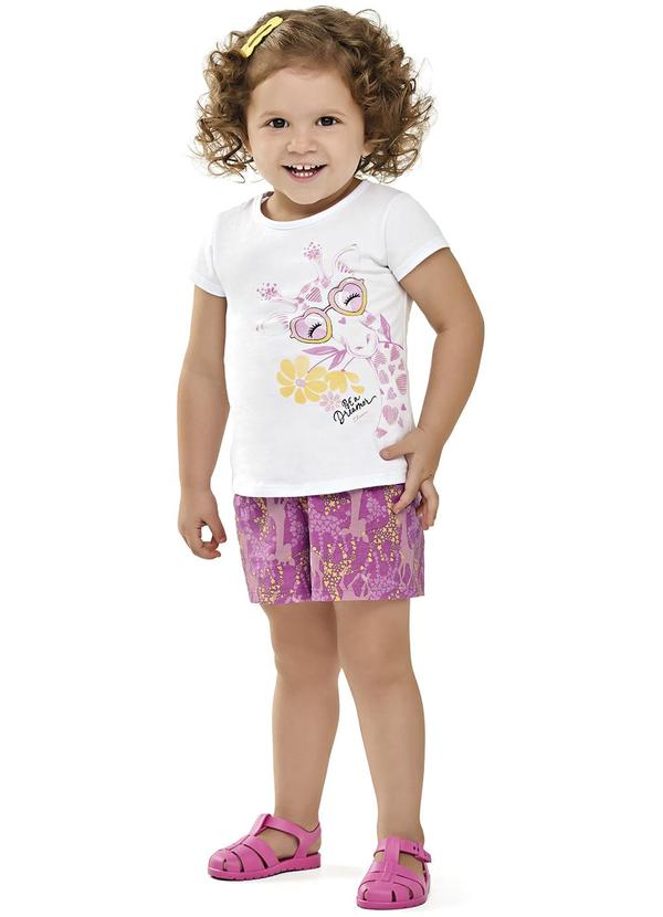 Conjunto Feminino Infantil Blusa / Shorts Branco