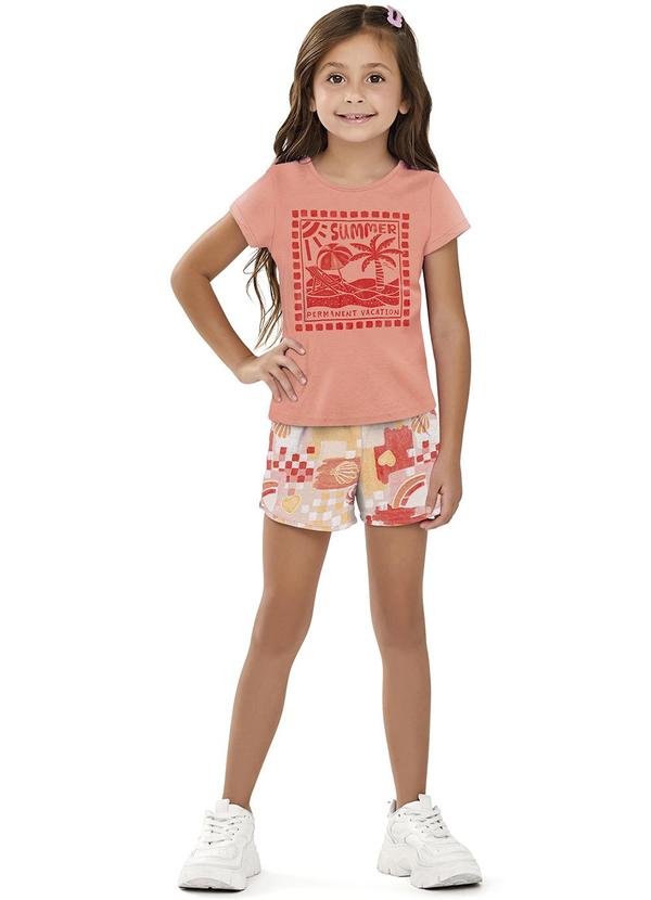 Conjunto Feminino Infantil Blusa / Shorts Rosa