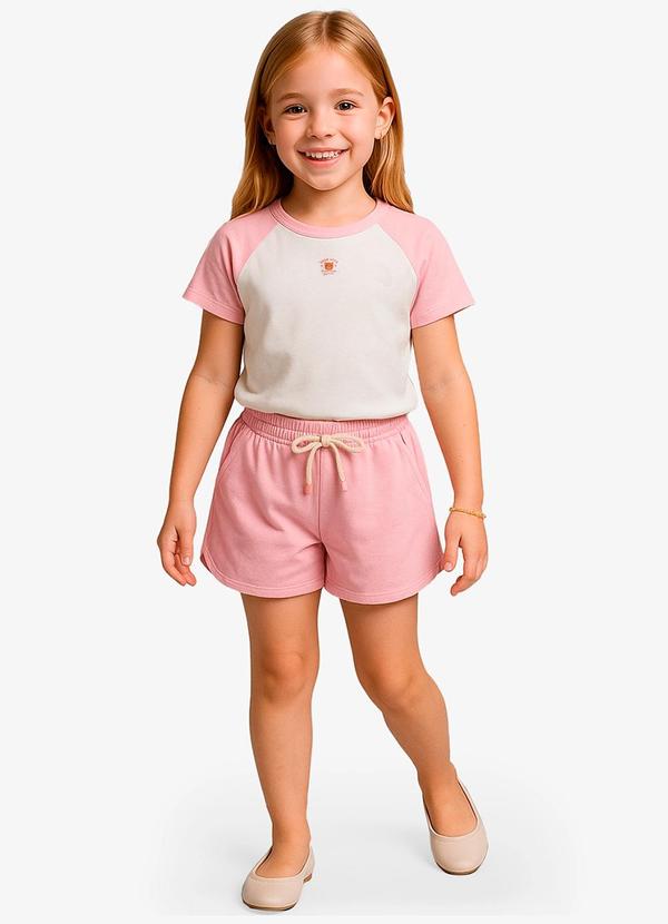 Vista 2 Conjunto Feminino Infantil Blusa Shorts Rosa Trick Nick Trick Nick
