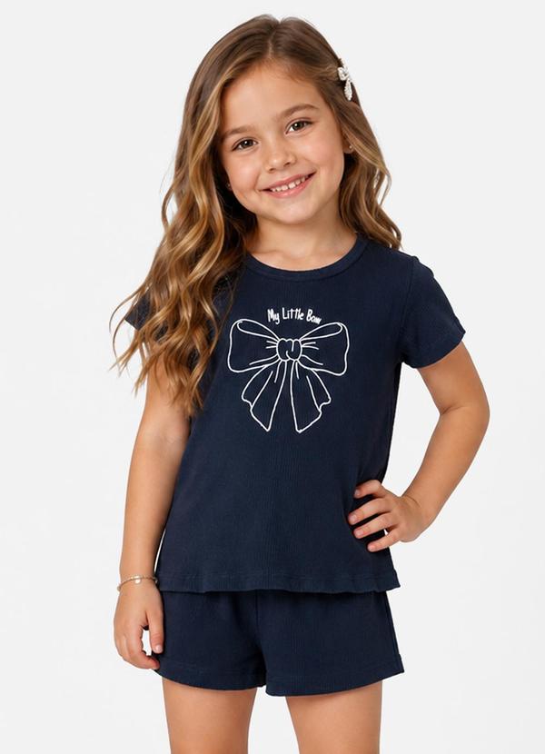 Conjunto Feminino Infantil Regata e Short Azul