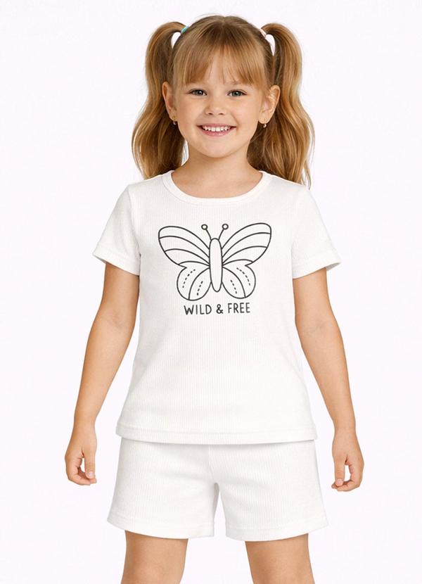 Conjunto Feminino Infantil Regata e Short Bege