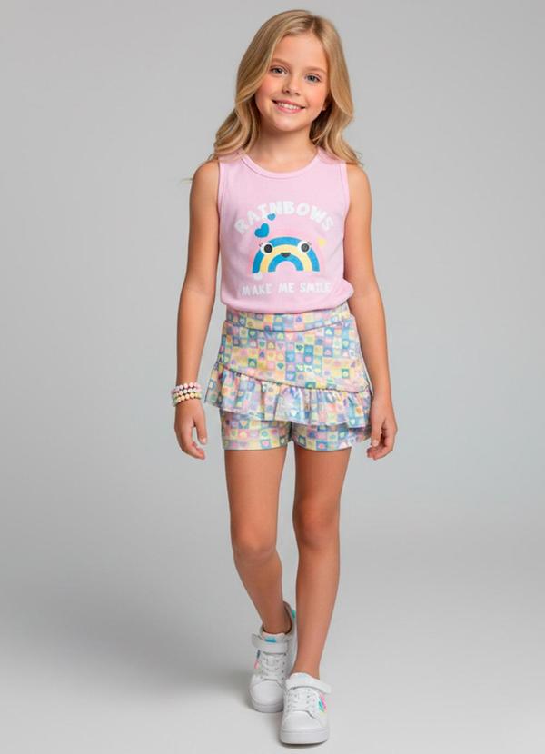 Vista 2 Conjunto Feminino Rainbows Rosa Laluna Laluna