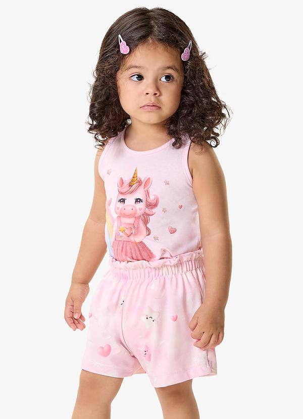 Conjunto Feminino Regata com Shorts Rosa