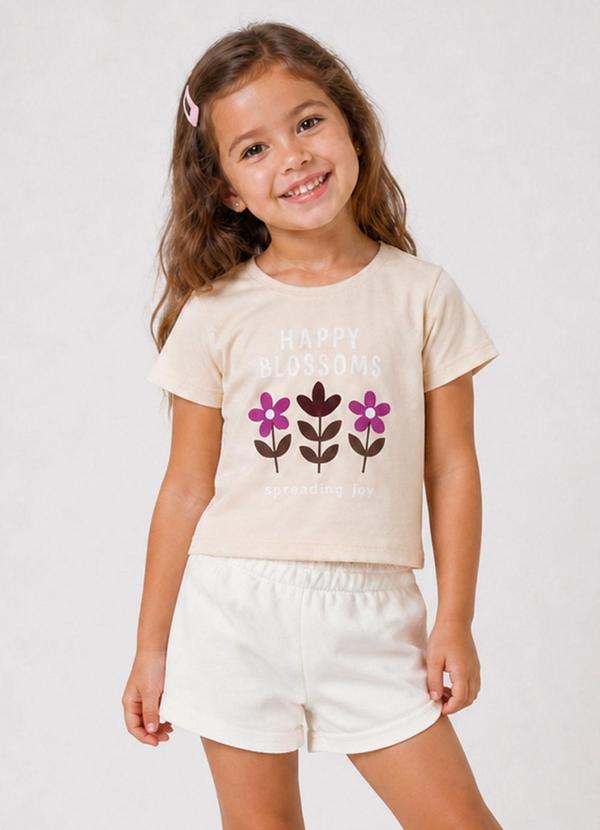Conjunto Feminino Short e Blusa Estampada Bege