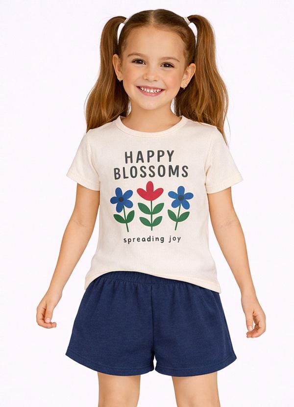 Conjunto Feminino Short e Blusa Estampada Bege