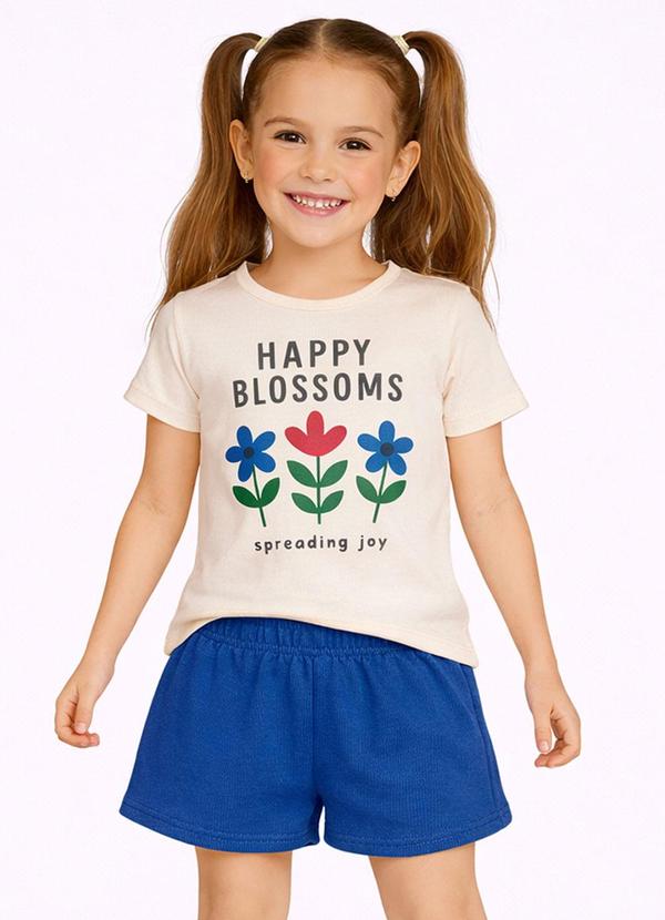 Conjunto Feminino Short e Blusa Estampada Bege