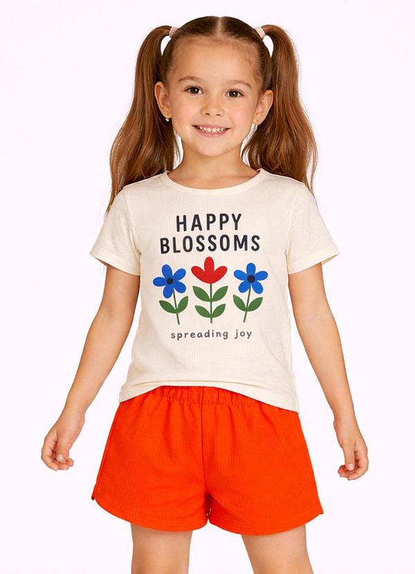 Conjunto Feminino Short e Blusa Estampada Bege