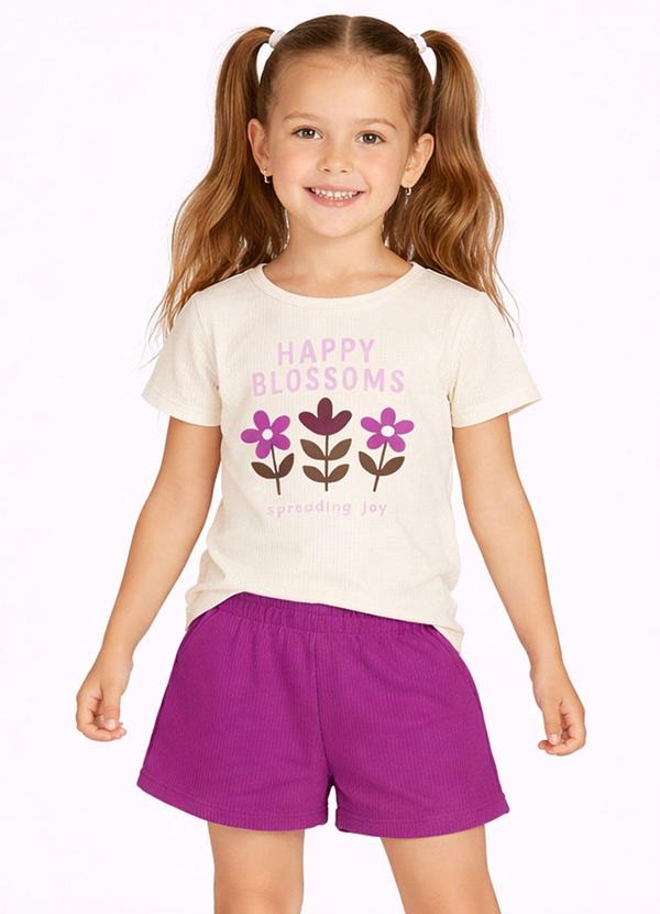 Conjunto Feminino Short e Blusa Estampada Bege