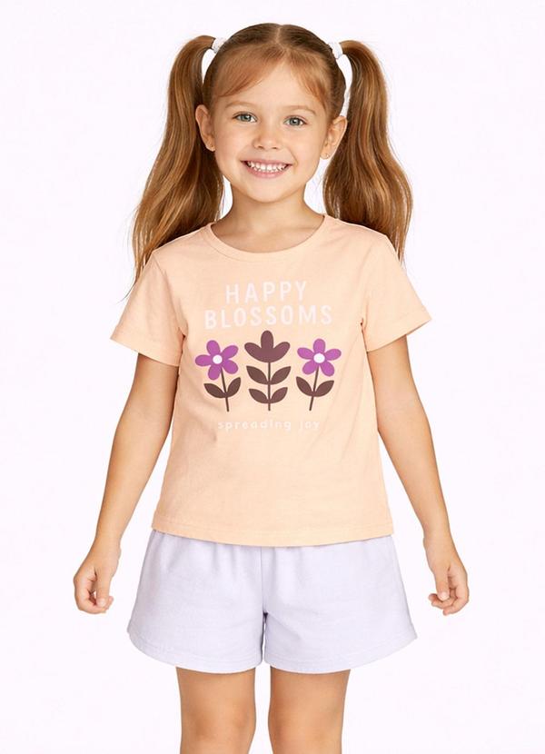 Conjunto Feminino Short e Blusa Estampada Bege