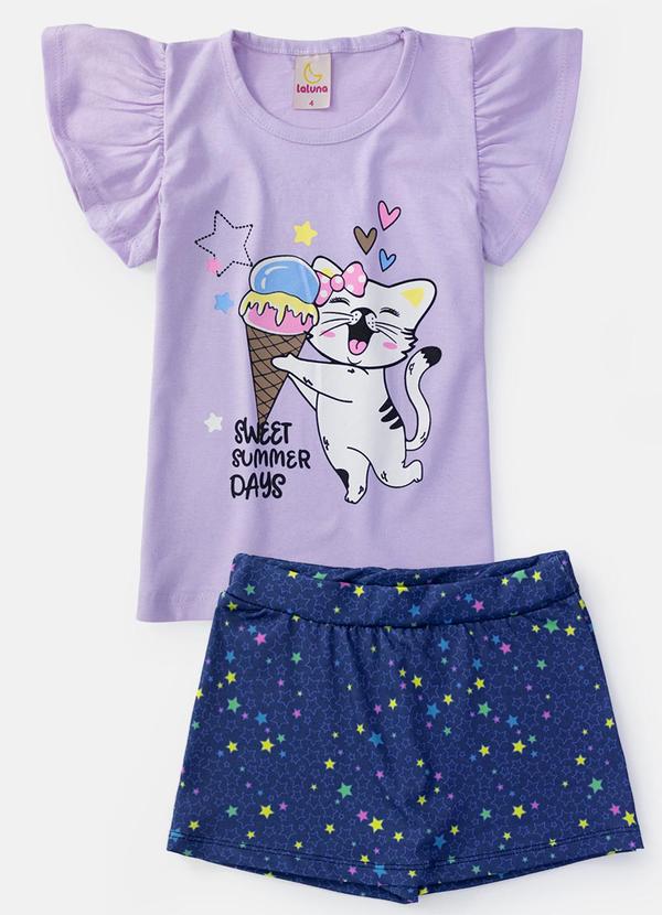 Vista 2 Conjunto Feminino Sweet Summer Lilás Laluna Laluna