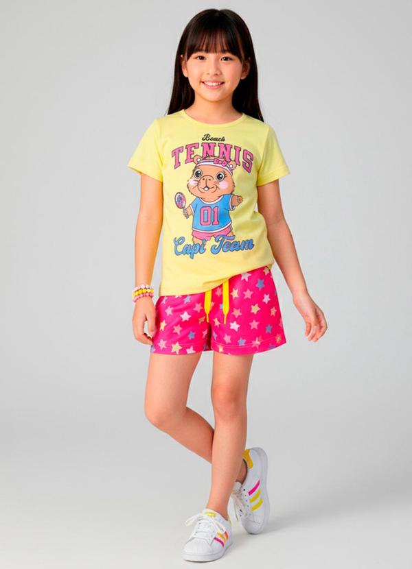 Vista 2 Conjunto Feminino Tennis Capi Team Amarelo Laluna Laluna