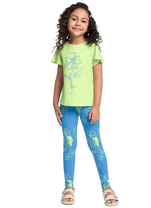 Conjunto Floral Blusa Legging Verde