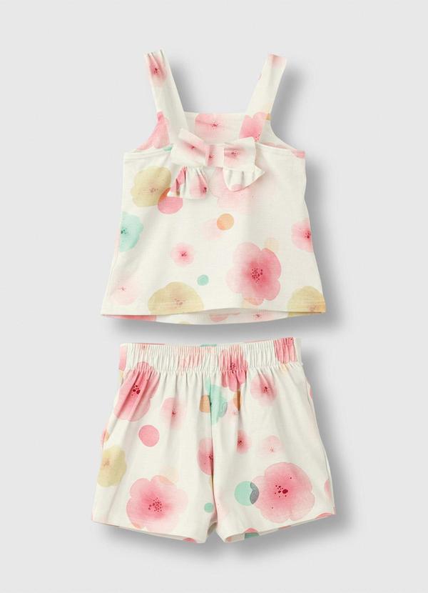 Conjunto Floral em Cotton Off White