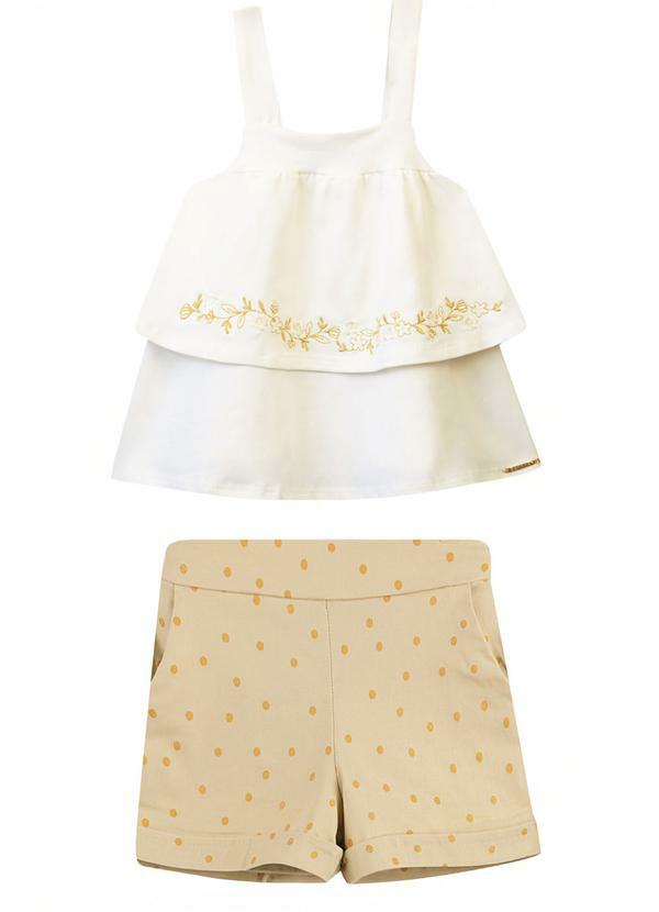 Conjunto Floral & Poá Off White