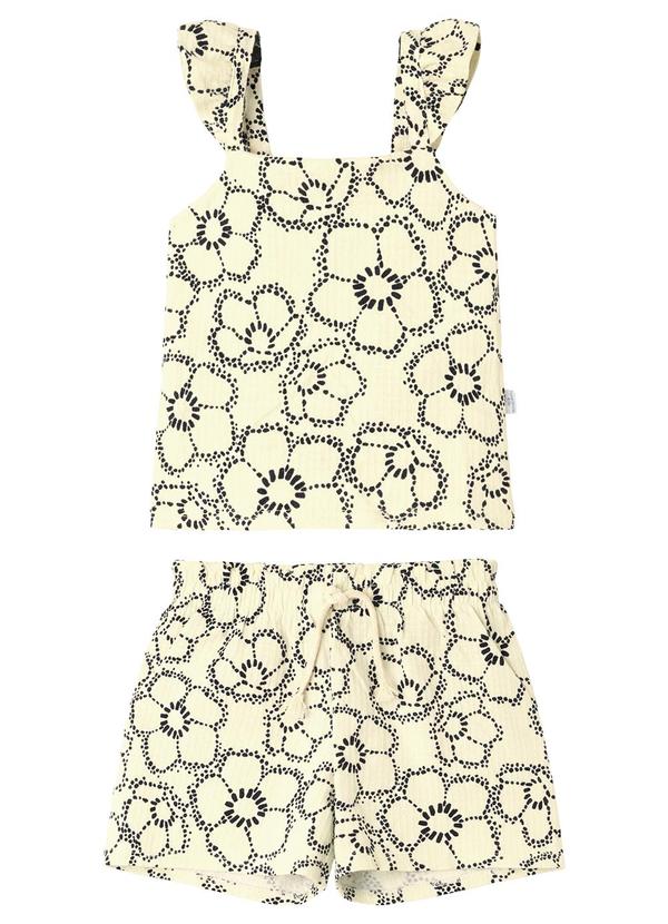 Conjunto Floral Texturizado Off White