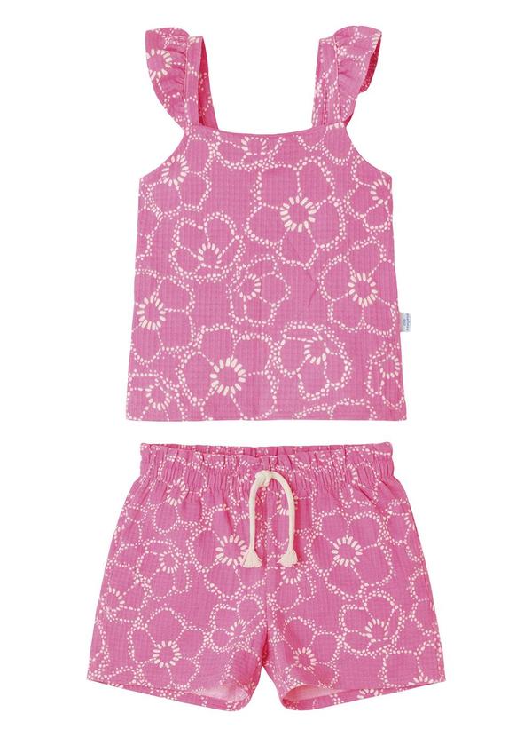 Conjunto Floral Texturizado Rosa