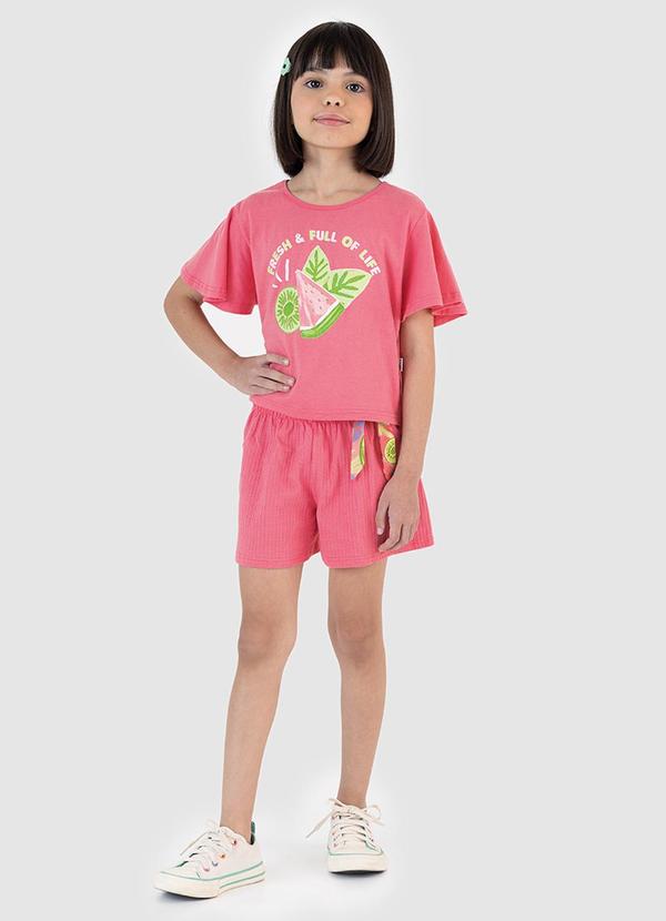 Vista 2 Conjunto Fresh & Full Of Life Rosa Malwee Kids Malwee Kids