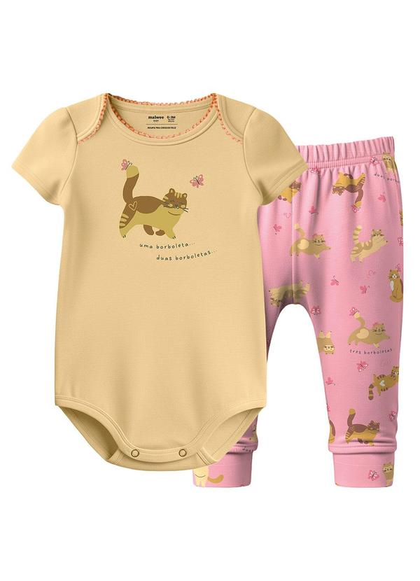 Conjunto Gatinhos & Borboletas Amarelo
