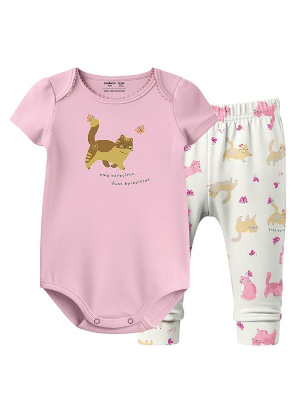 Conjunto Gatinhos & Borboletas Rosa Claro