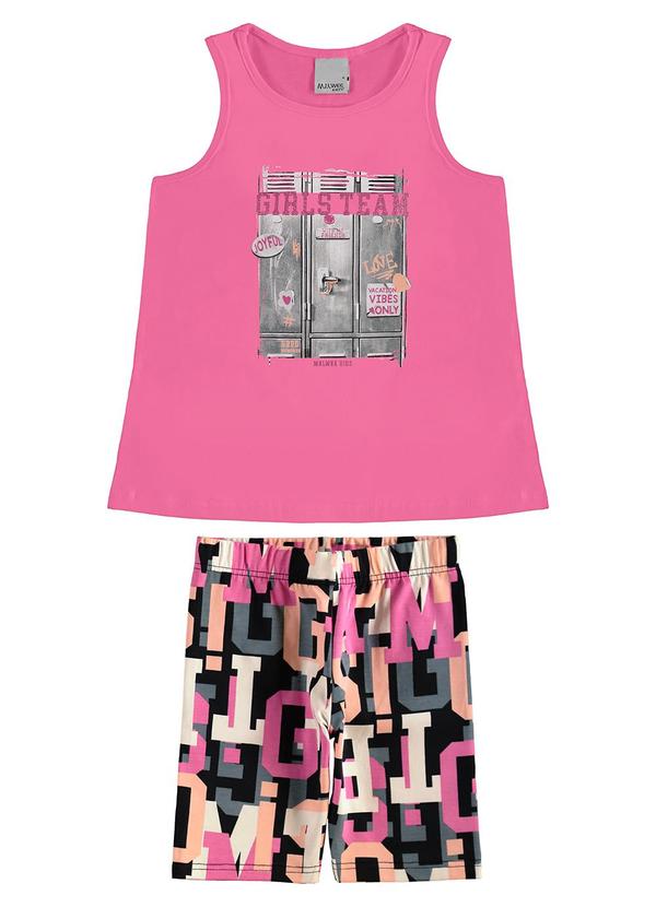Vista 2 Conjunto Girls Team Evasê Rosa Escuro Malwee Kids Malwee Kids