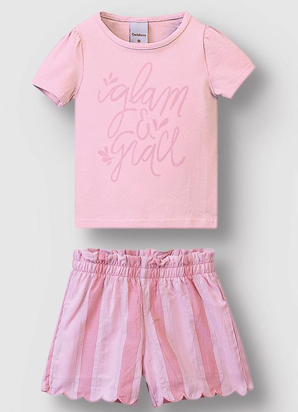 Conjunto Glam & Grace com Glitter Rosa Claro