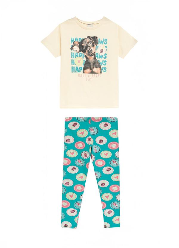 Conjunto Have a Happy Day com Glitter Off White