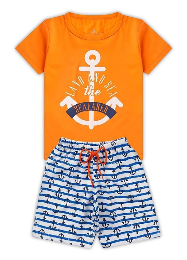 Vista 2 Conjunto Inf Menino Seafarer Kangulu Laranja Rosa Azul Rosa Azul