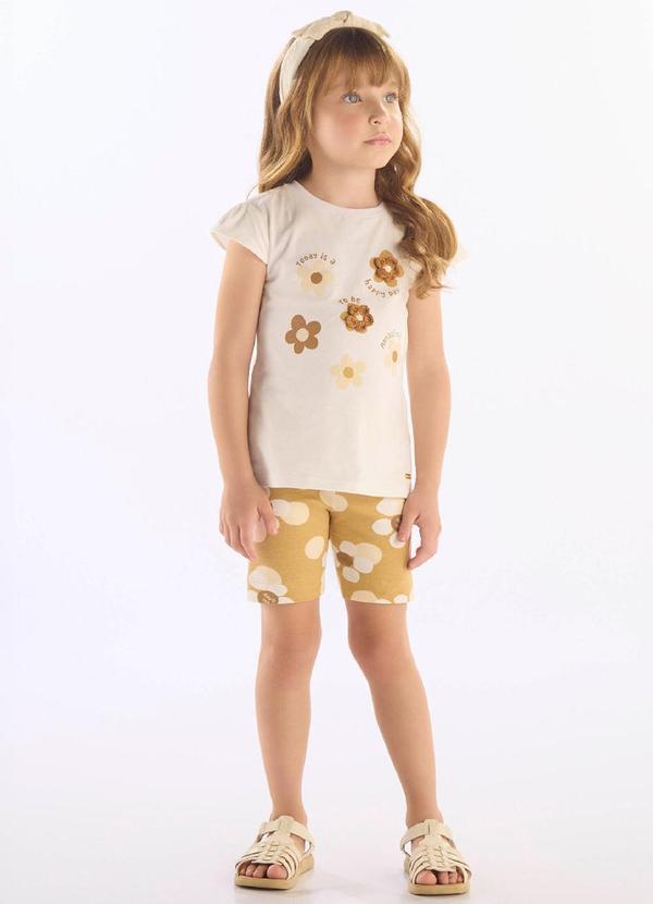 Conjunto Infantil Algodão Florido Branco
