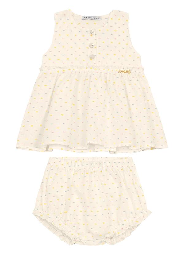 Vista 2 Conjunto Infantil Bata com Calcinha Bege Trick Nick Trick Nick