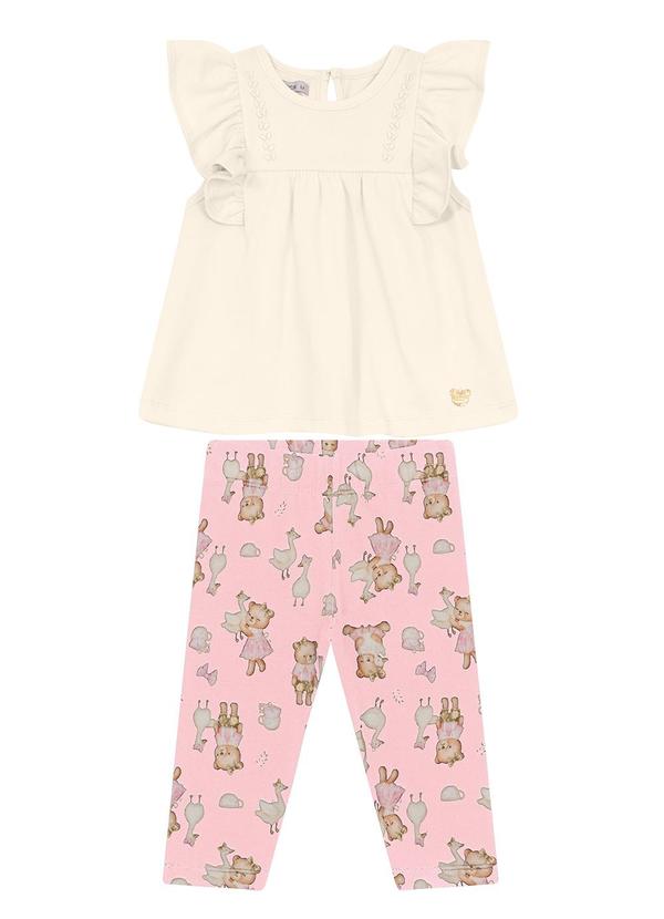 Vista 2 Conjunto Infantil Bata com Legging Bege Trick Nick Trick Nick