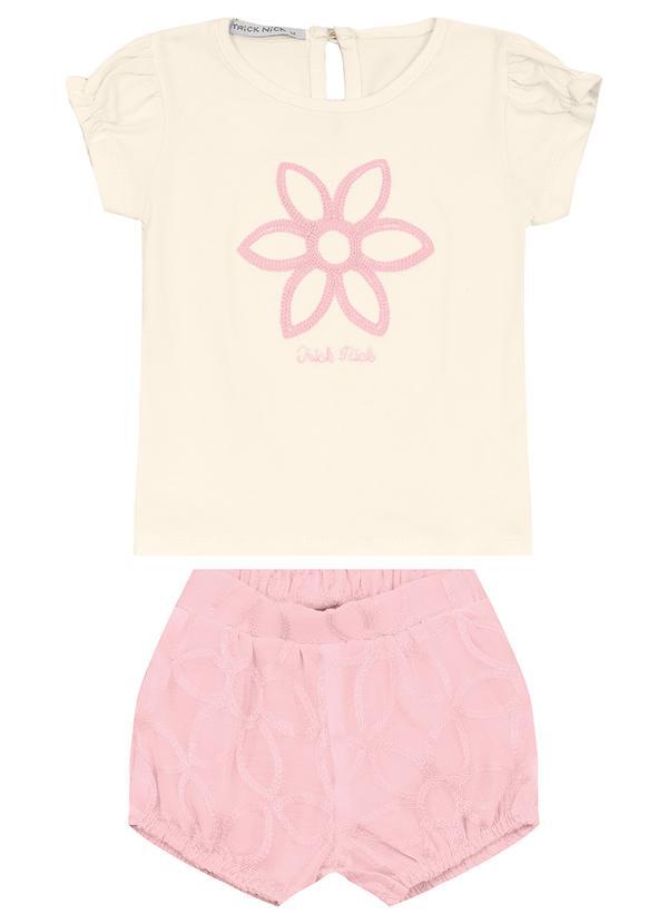 Vista 2 Conjunto Infantil Bata com Shorts Rosa Trick Nick Trick Nick