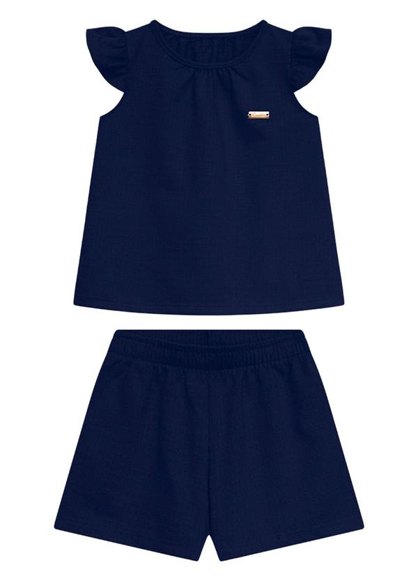 Vista 2 Conjunto Infantil Bata e Short Azul Duduka Duduka