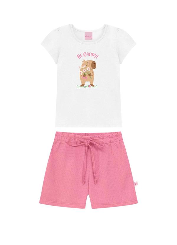 Conjunto Infantil Blusa Be Cappy e Short Branco