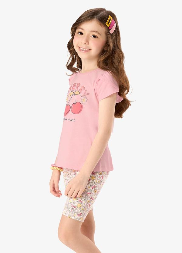 Conjunto Infantil Blusa com Ciclista Rosa